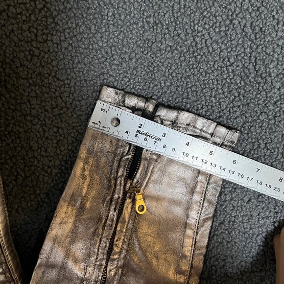 Robin's Jeans Motard Racer Metallic Zipper Moto Jeans - Men's Size 29*31 - Gold - Picture 10 of 12